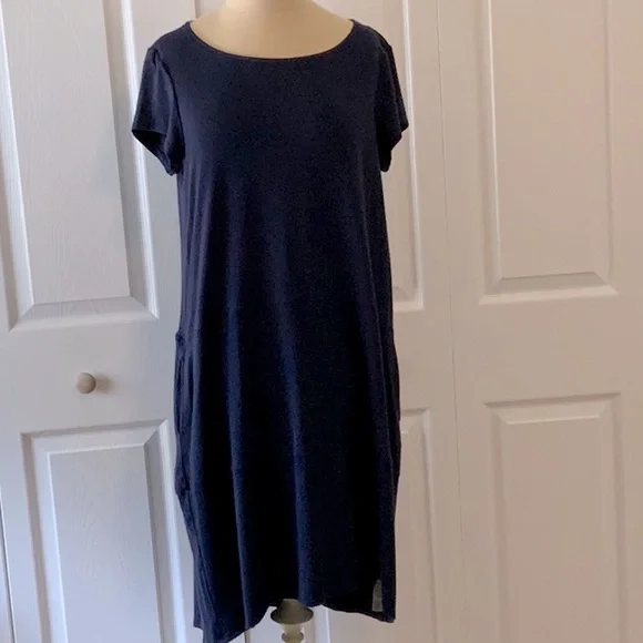 Eileen Fisher Navy Blue- Medium- Drop Waist Casual Dress- Side Pockets Eileen Fisher Navy Blue- Medium- Drop Waist Casual Dress- Side Pockets
